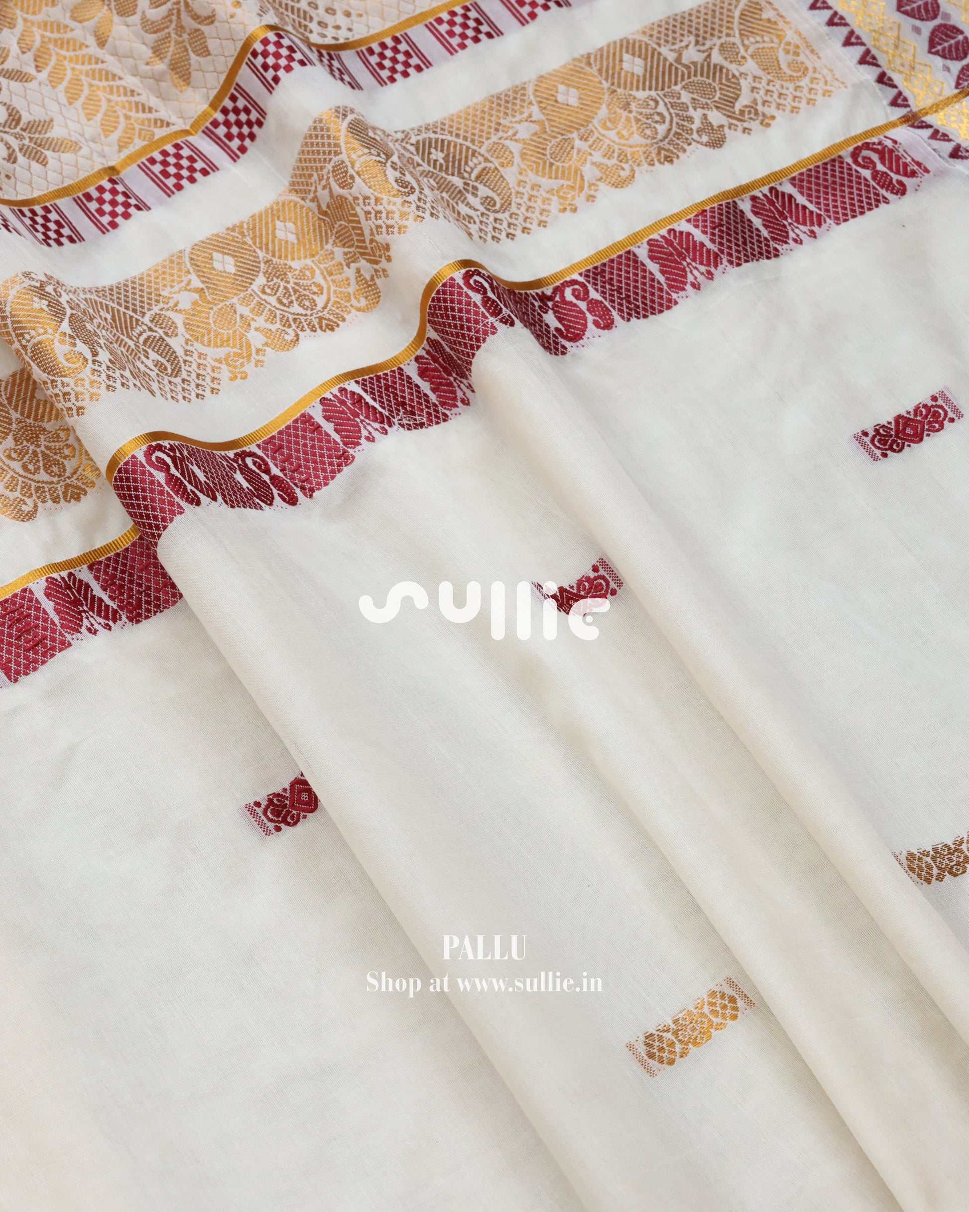 Woven Whispers in Red | Kerala Kasavu Saree with Red Threadwork