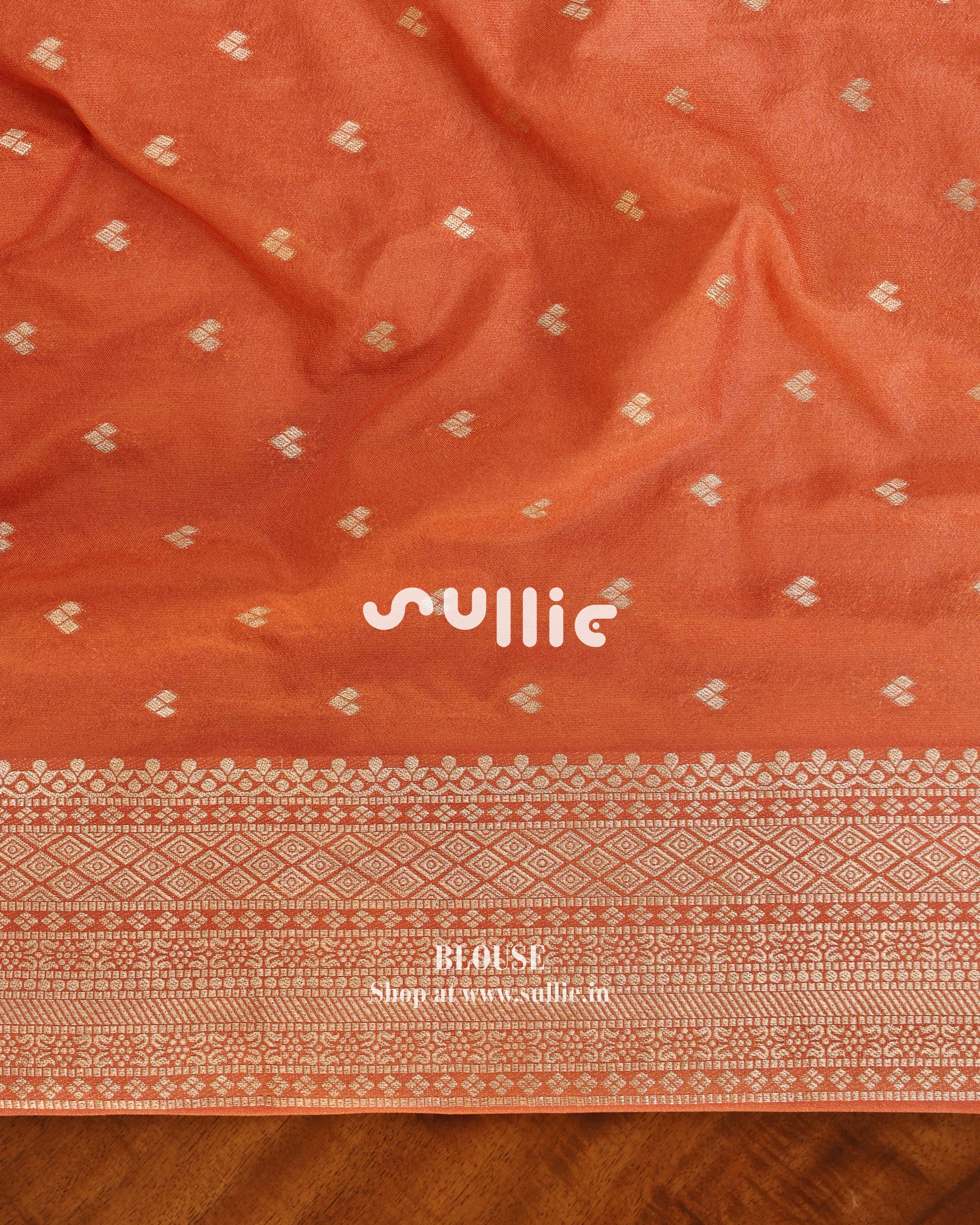 Banarasi Crepe Silk Saree in Rust Orange