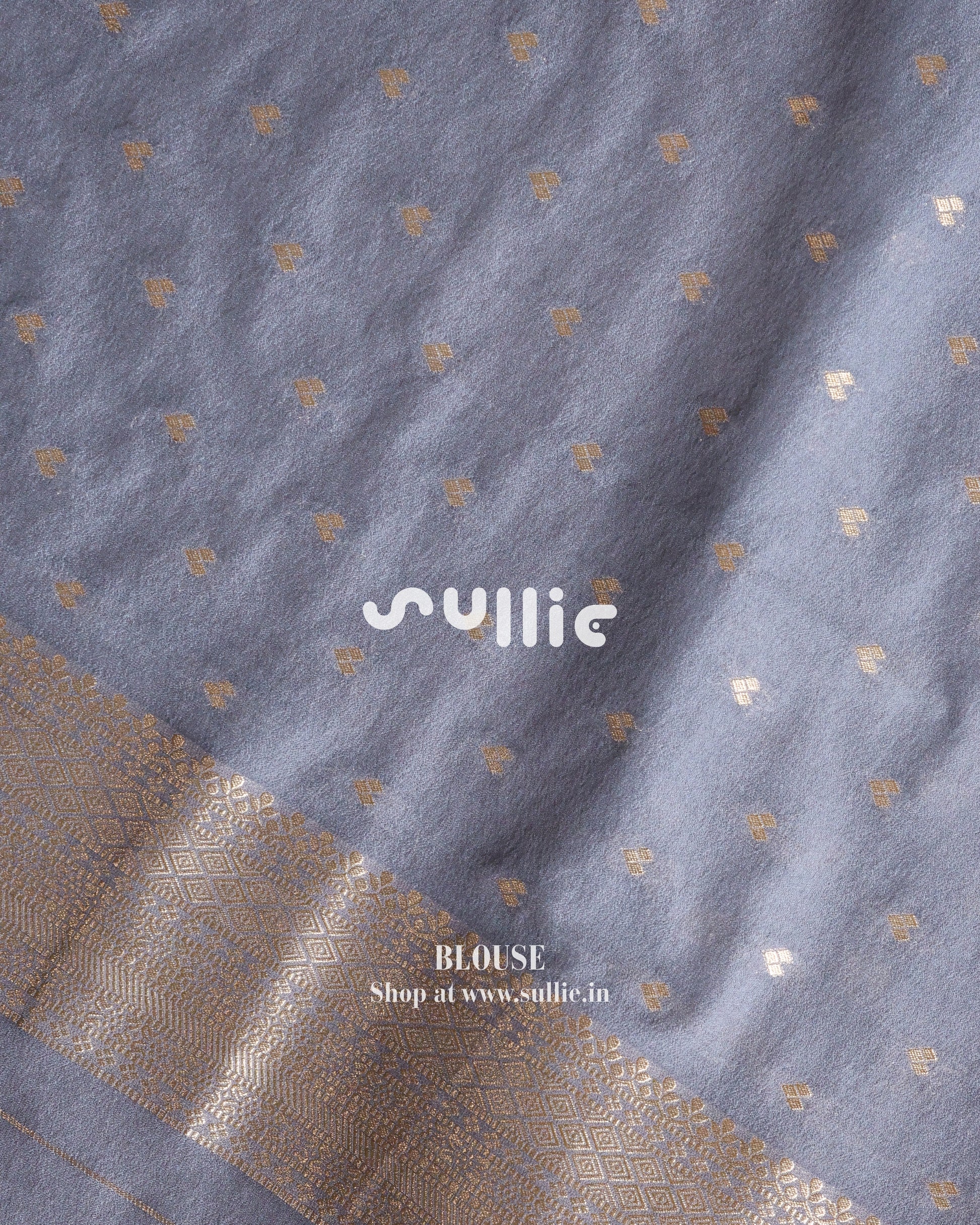 Banarasi Crepe Silk Saree in Blue Grey