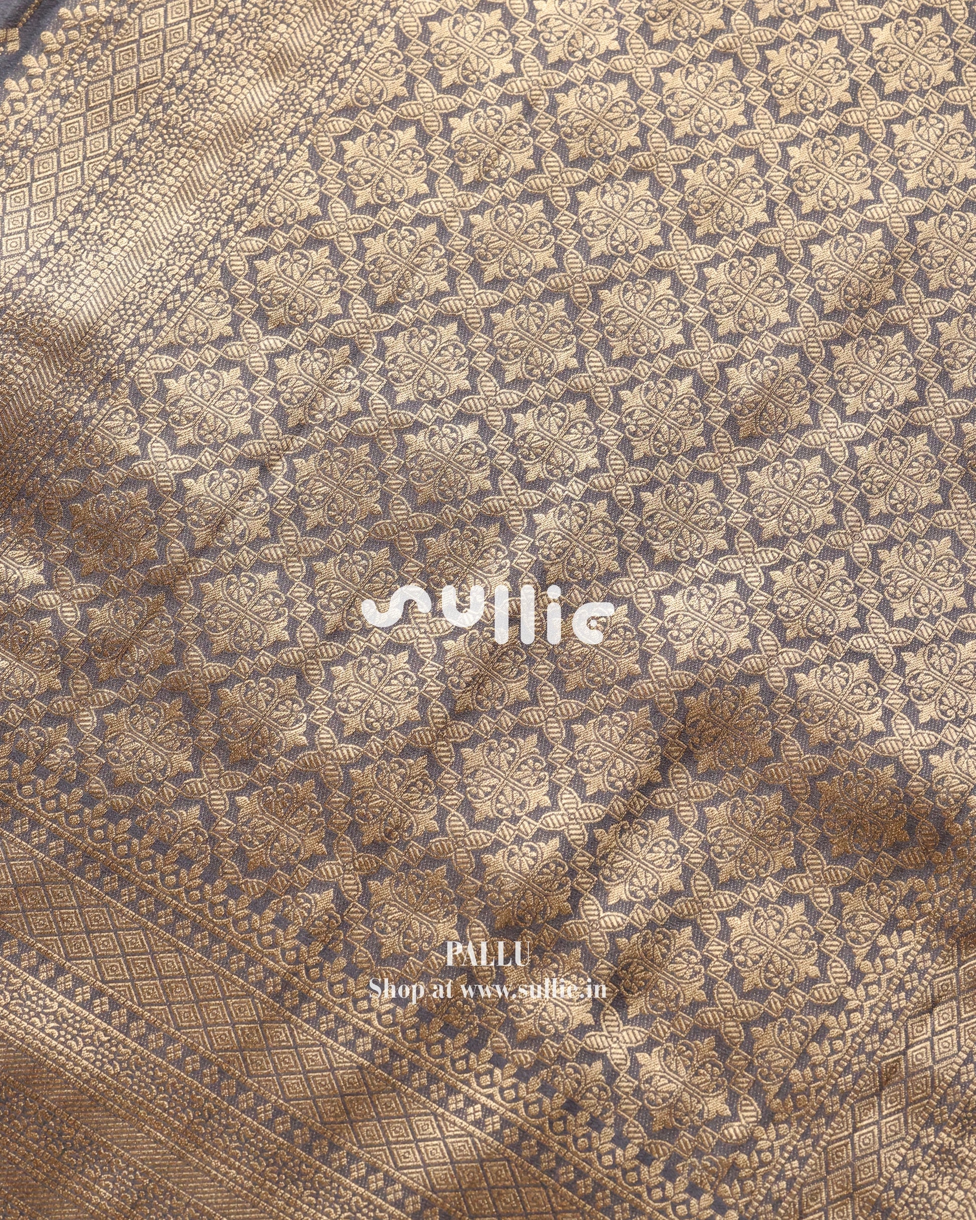 Banarasi Crepe Silk Saree in Blue Grey