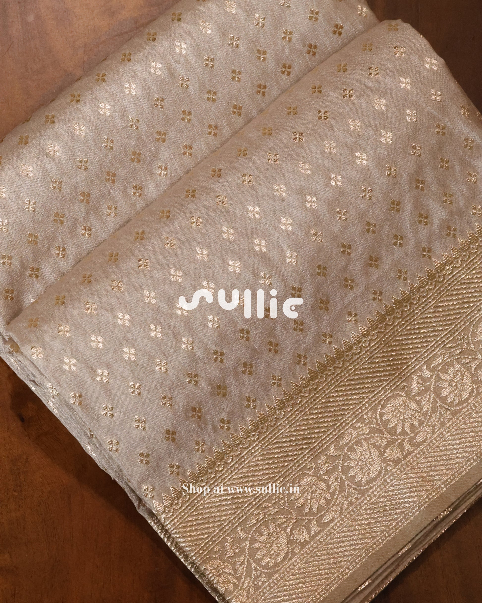 Banarasi Crepe Silk Saree in Champagne Beige