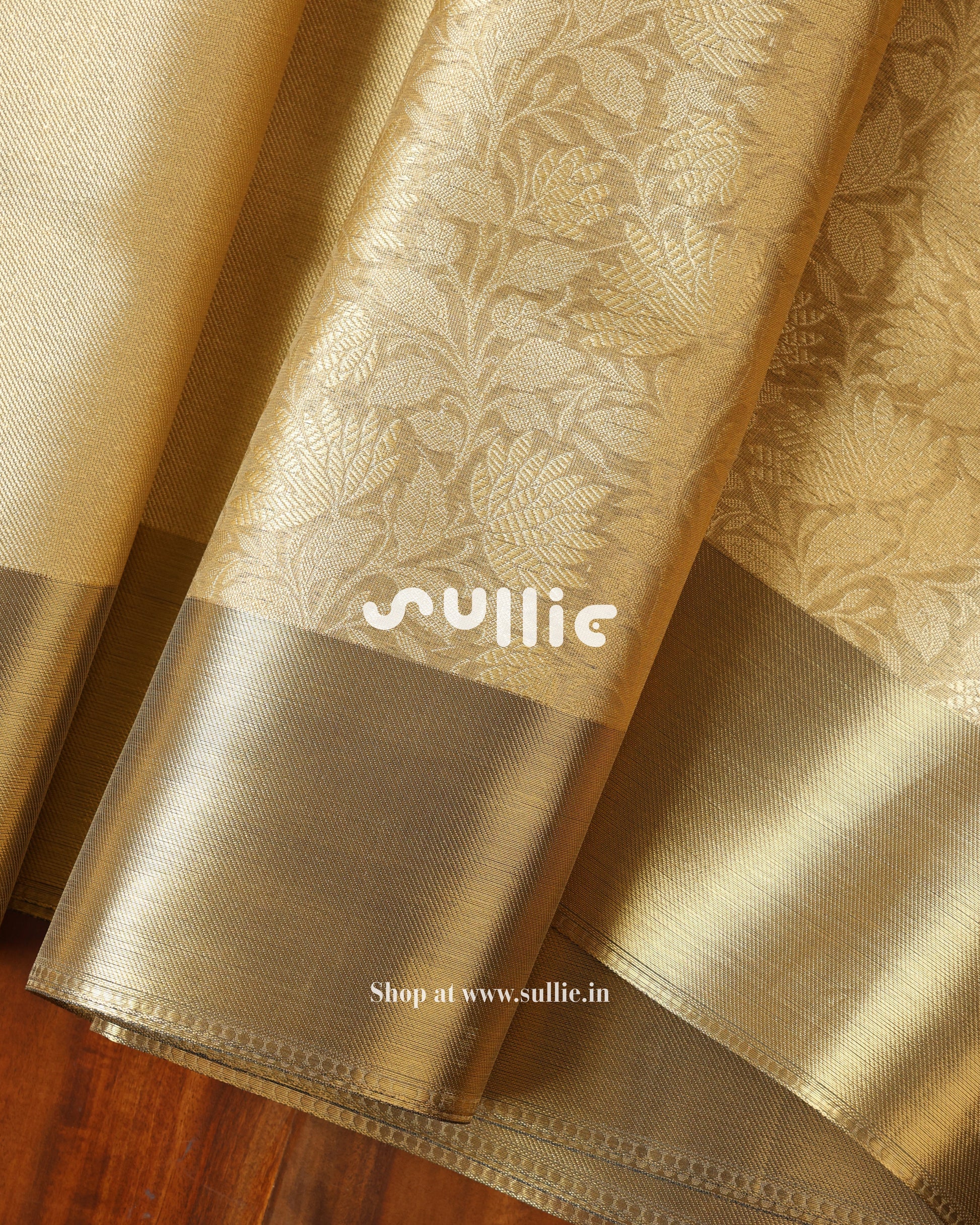 Banarasi Katan Tissue Silk Saree in Antique Gold Weave