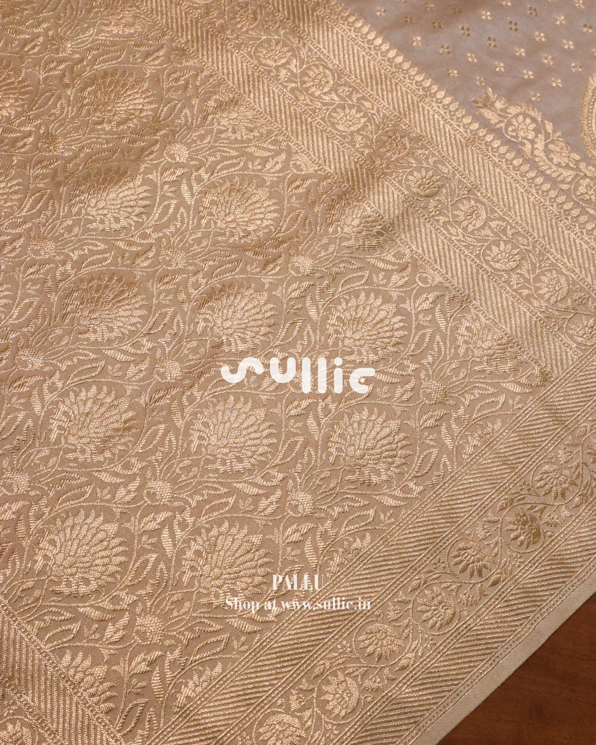 Banarasi Crepe Silk Saree in Champagne Beige