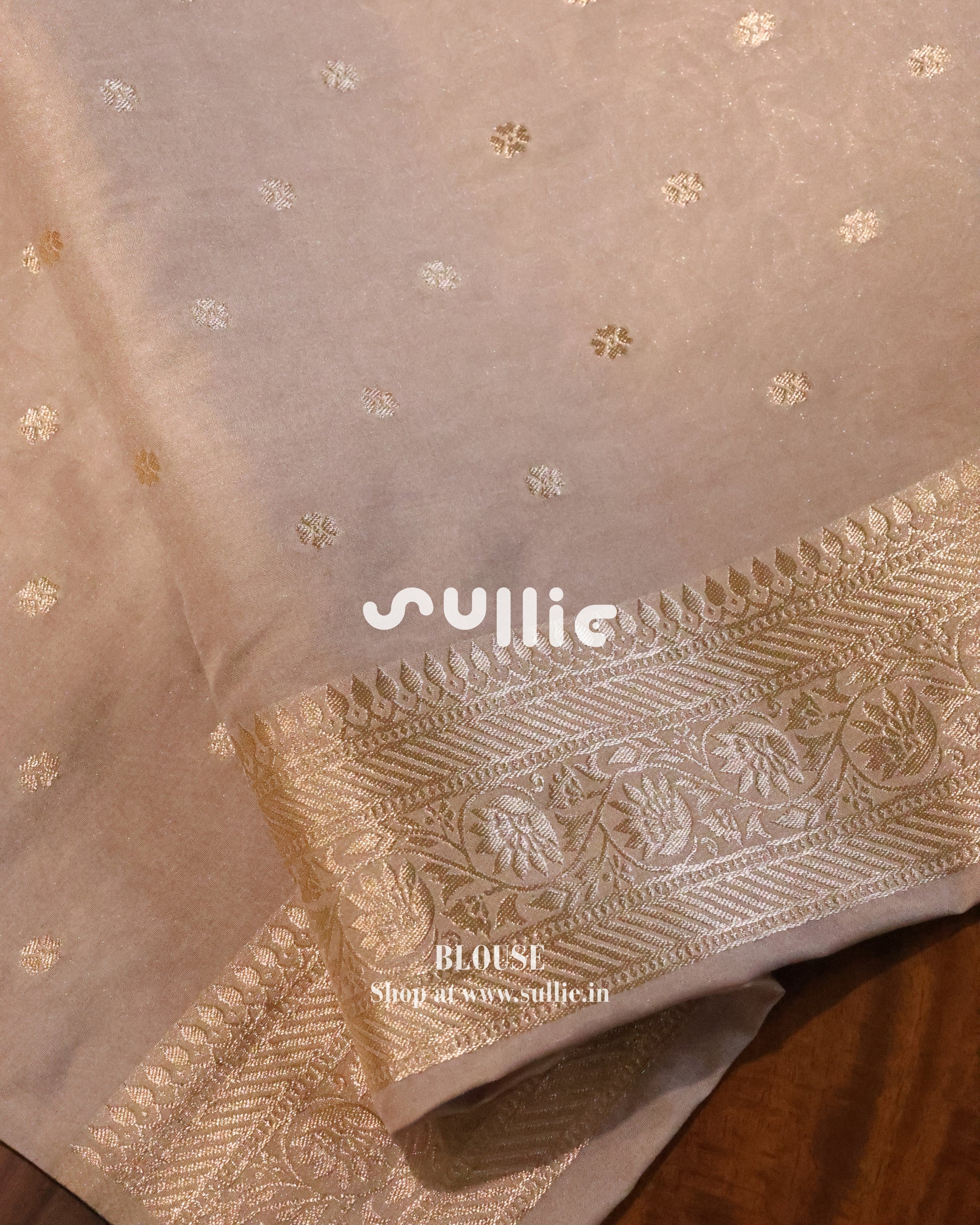 Banarasi Crepe Silk Saree in Champagne Beige