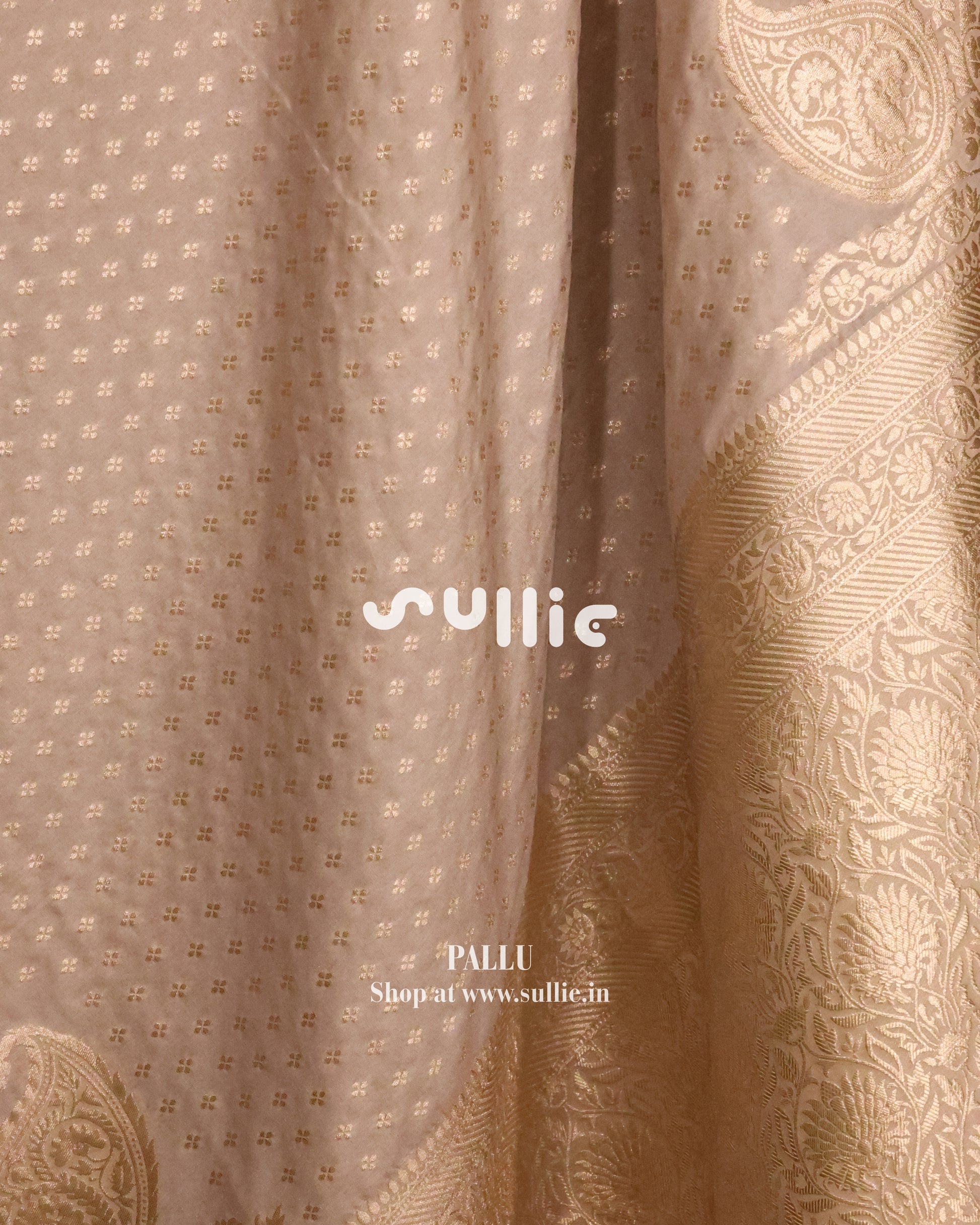 Banarasi Crepe Silk Saree in Champagne Beige