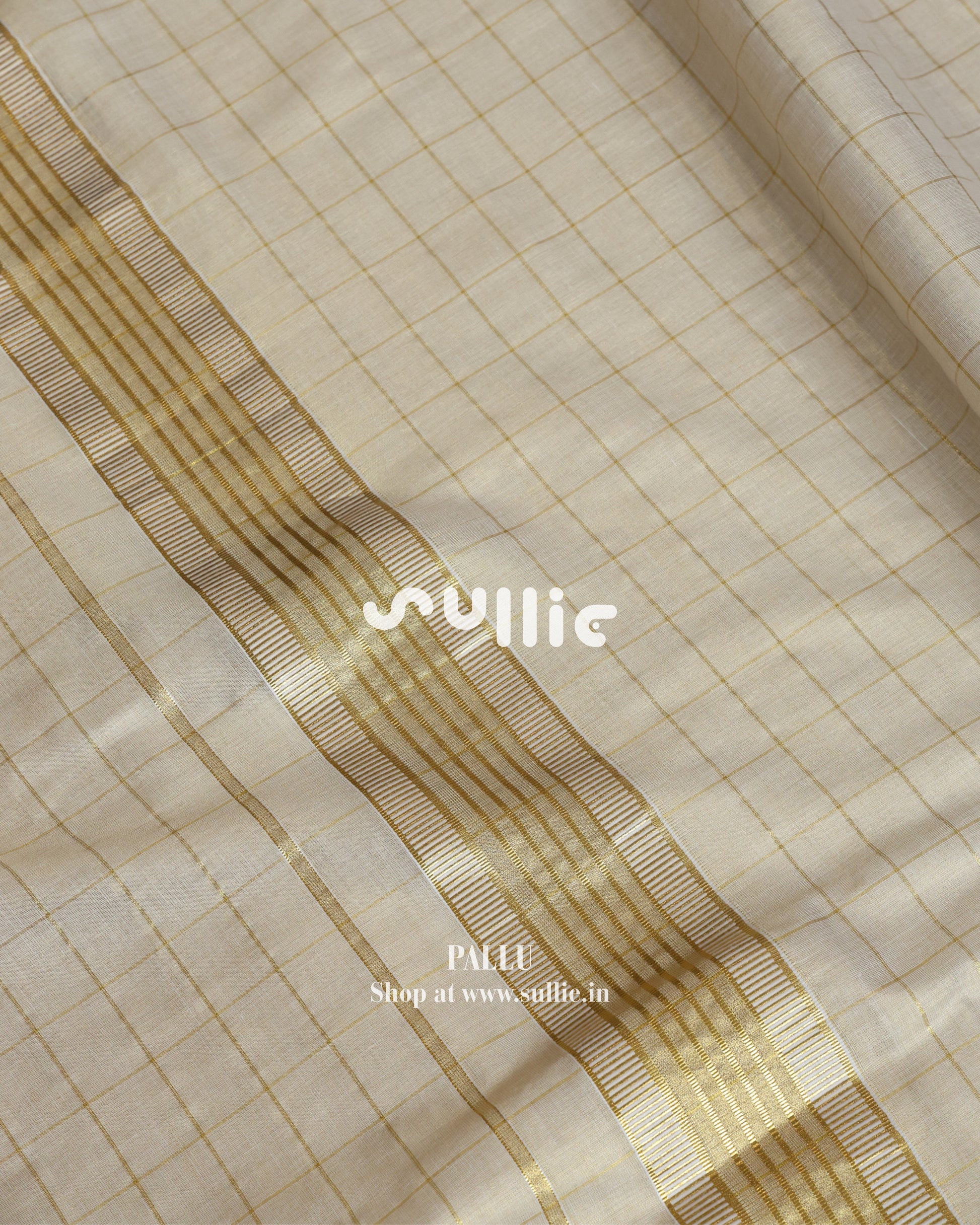 Swarna Rekha - Gold Tissue Kasavu Saree with Subtle Grid Weave | Onam Saree