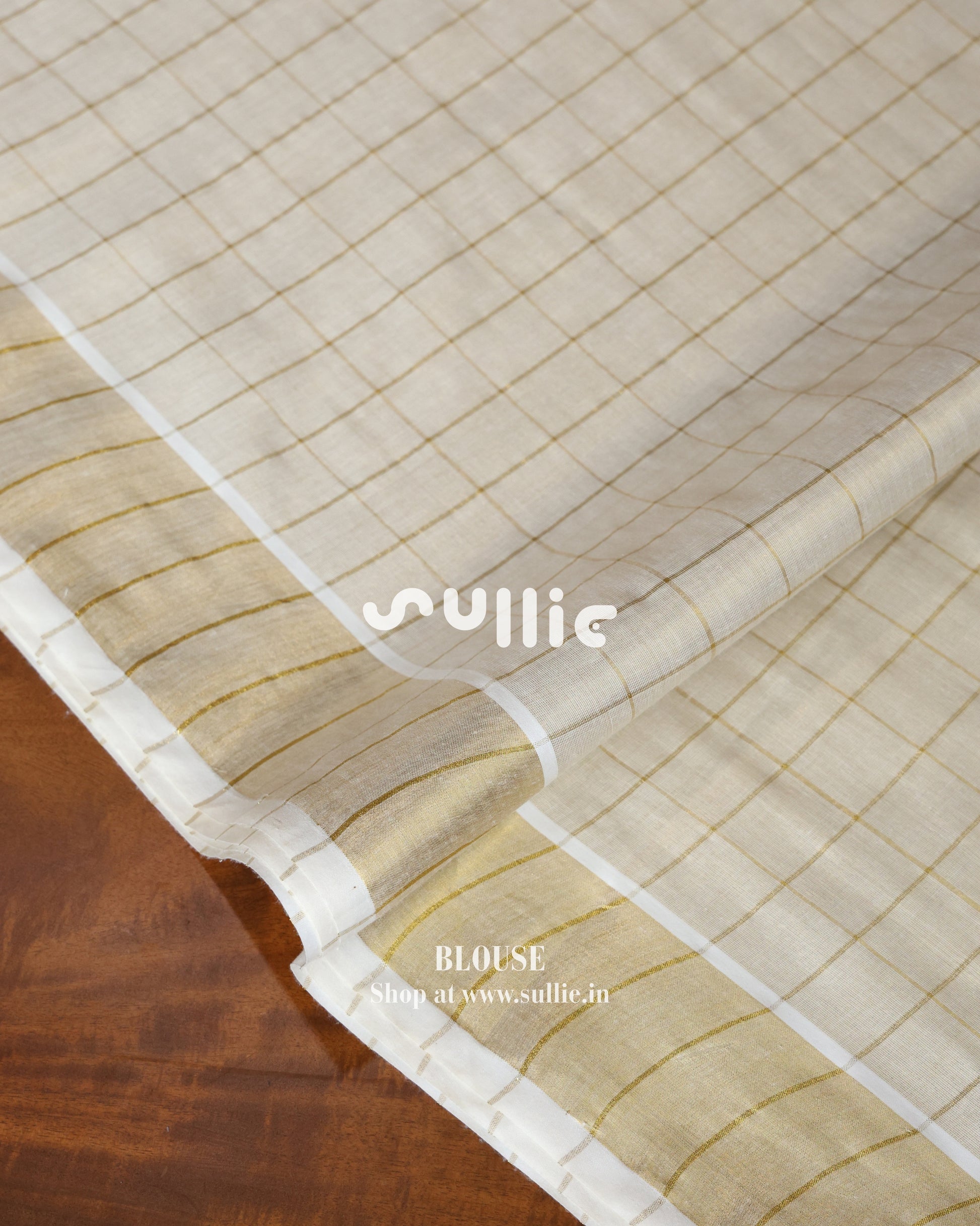 Swarna Rekha - Gold Tissue Kasavu Saree with Subtle Grid Weave | Onam Saree